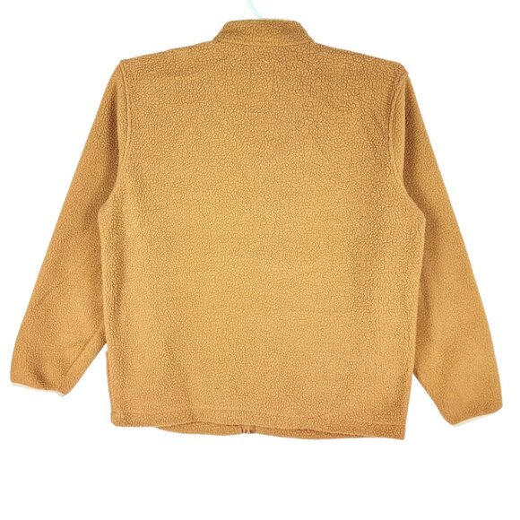 NWT Timberland Men's Full Zip Warm Cozy Tan Sherpa Jacket Size L Stand-up Collar - Picture 3 of 11